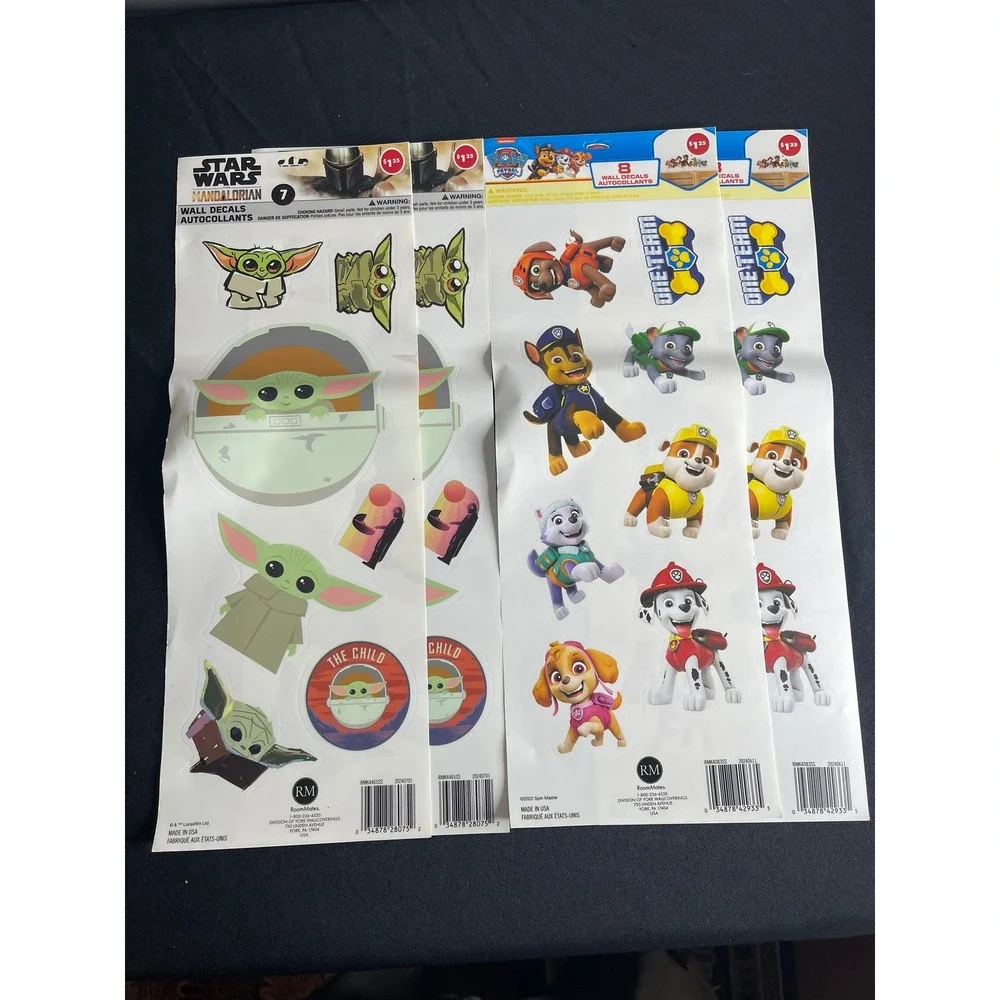 RoomMates Star Wars Mandalorian Grogu and Paw Patrol Wall Decals 4 Sheets NEW